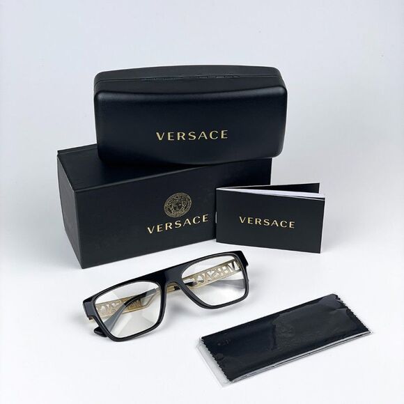 NEW Versace VE3326U GB1 Black Gold Square Unisex Eyeglasses - Picture 7 of 9